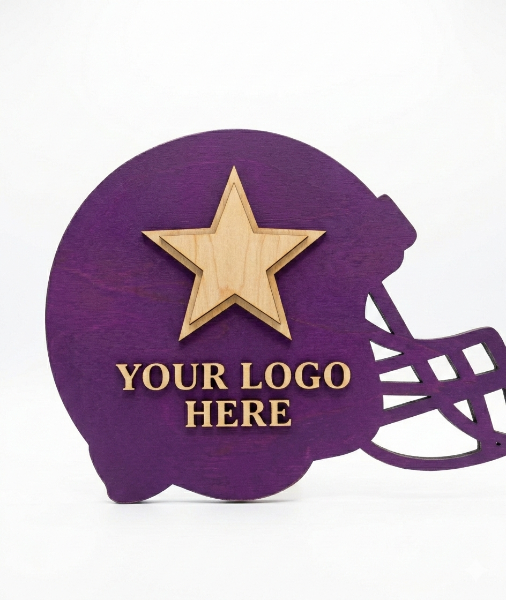 Customizable Pine Plywood Logo Football Helmet Sign