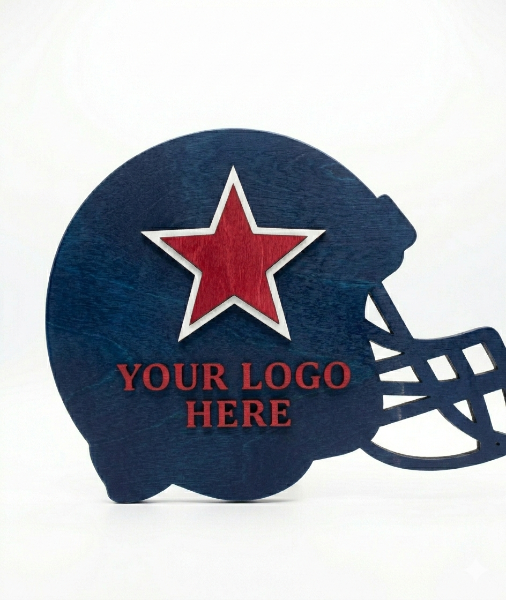 Customizable Pine Plywood Logo Football Helmet Sign