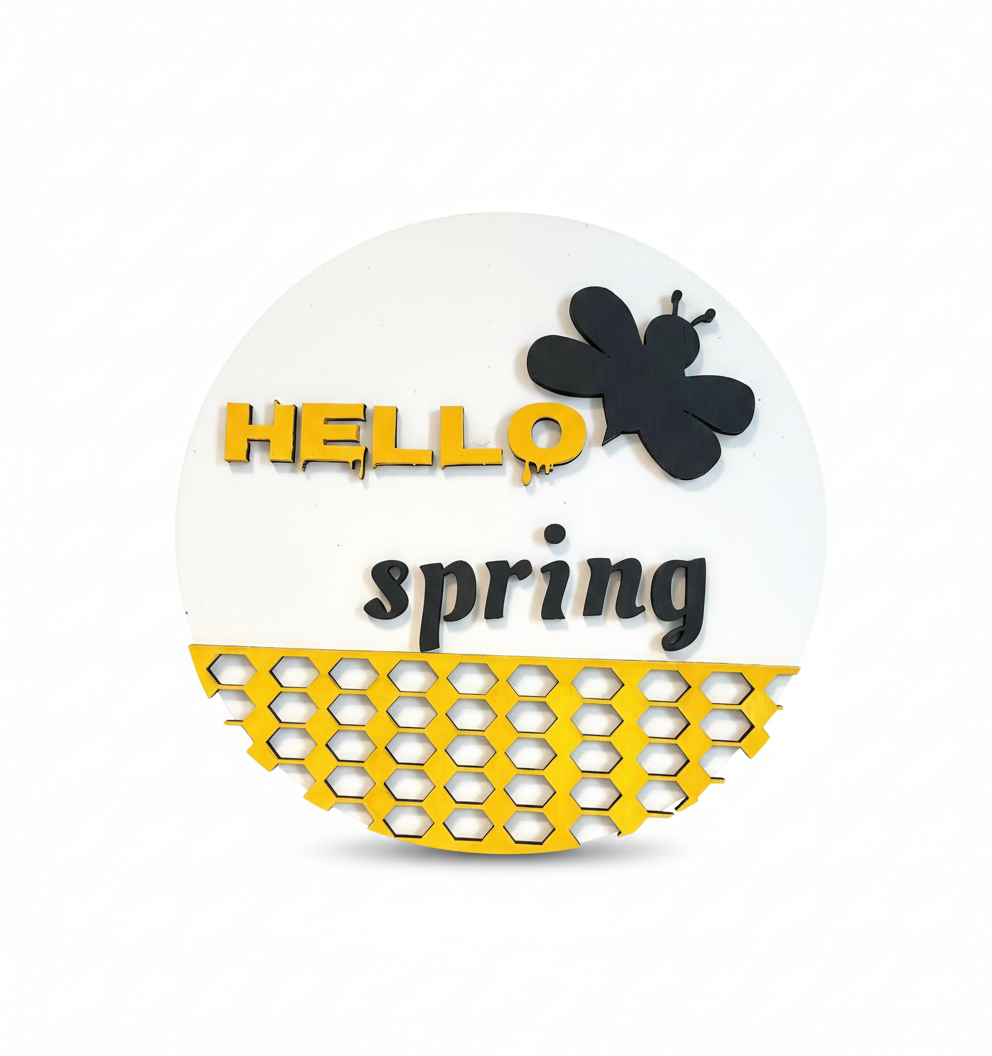 "Hello Spring" Honeybee Wall Decor
