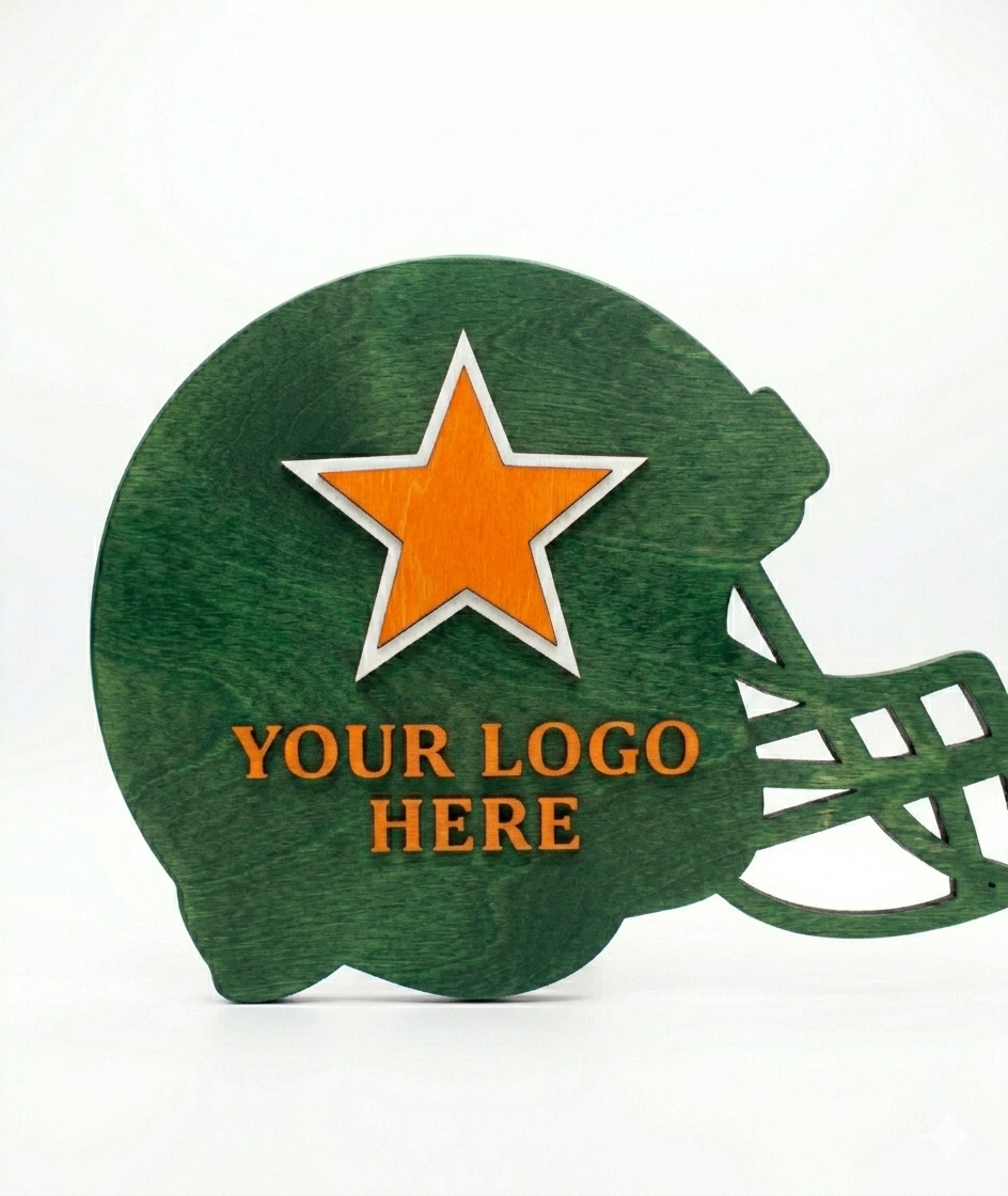 Customizable Pine Plywood Logo Football Helmet Sign